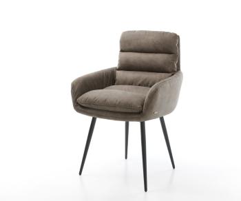 Jídelní židle Abelia-Flex s područkami taupe vintage zúžená podnož