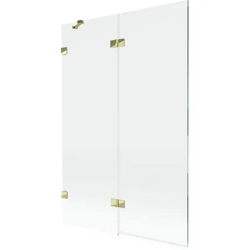 MEXEN/S Lunar vanová zástěna 2-křídlová levá 120 x 150, transparent, zlatá 897-120-100-50-00-L