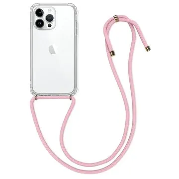 TopQ Kryt iPhone 14 Pro Max s růžovou šňůrkou průhledný 82597 (82597)