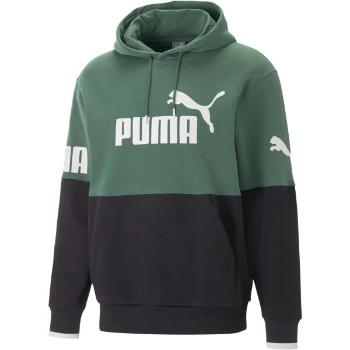 Puma POWER COLORBLOCK HOODIE Pánská mikina, zelená, velikost