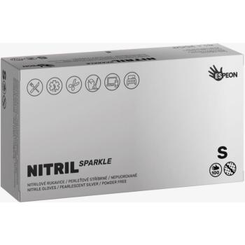 Espeon Nitril Sparkle Pearlescent Silver nitrilové nepudrované rukavice veľkosť S 2x50 ks