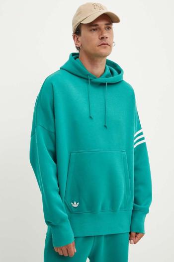 Mikina adidas Originals pánská, tyrkysová barva, s kapucí, s aplikací, JF9142