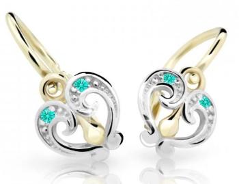 Cutie Jewellery Slušivé dětské náušnice ze žlutého zlata C2211-10-X-1 světle zelená