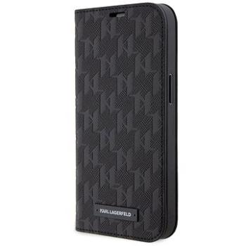 Karl Lagerfeld PU Saffiano Monogram Book Pouzdro pro iPhone 13 Black (KLBKP13MSAKLHPK)