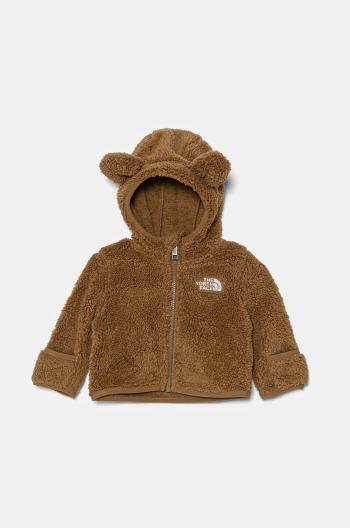 Kojenecká fleecová mikina The North Face BABCAMPSHIRE F/Z HOODIE hnědá barva, s kapucí, NF0A88VW1731