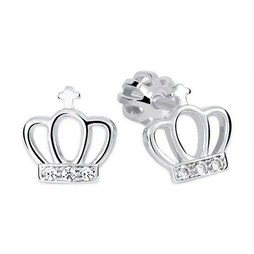 Soliter Stříbrné náušnice Korunka se zirkony 436 001 00502 04