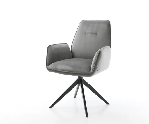 Jídelní židle Zoa-Flex sametově šedá křížová podnož široká