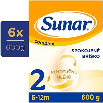 Sunar Complex 2 pokračovací kojenecké mléko, 6× 600 g (8592084416607)