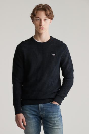 SVETR GANT COTTON TEXTURED C-NECK BLACK