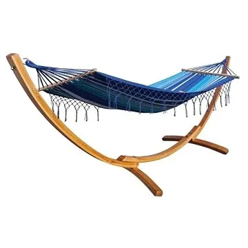 DIMENZA Síť houpací  MOON s konstrukcí, modrá s pruhy (DF-002772)