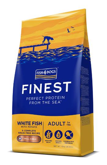 FISH4DOGS Granule malé pro dospělé psy Finest bílá ryba s bramborami 12 kg, 1+