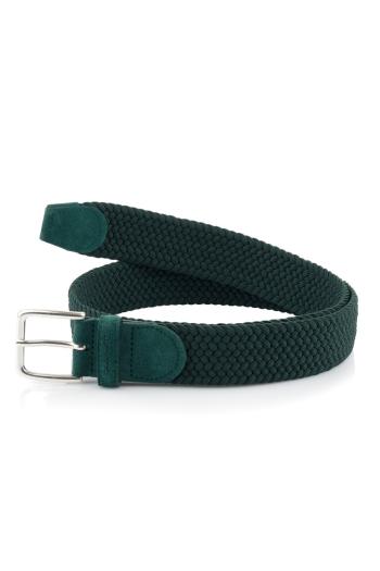 OPASEK GANT ELASTIC BRAID BELT TARTAN GREEN