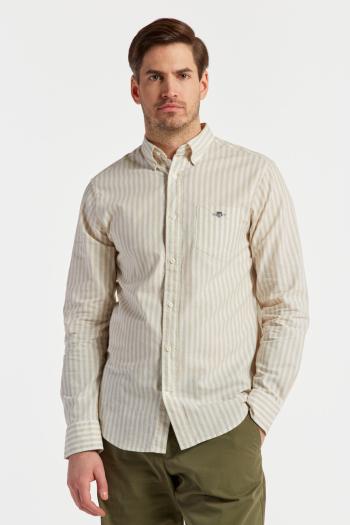 KOŠILE GANT REG COTTON LINEN STRIPE SHIRT DRY SAND2