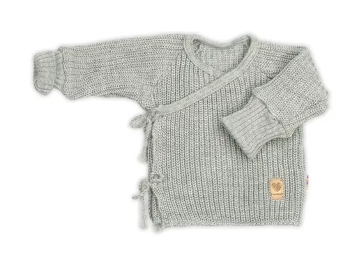Baby Nellys Kojenecký svetřík, rostoucí, na zavazování na boku - šedý