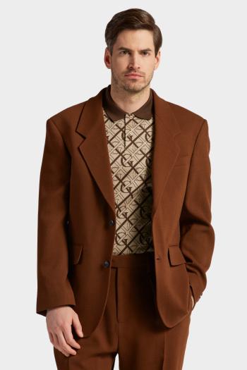 SAKO GANT OVERSIZED WOOL CREPE SUIT BLAZER MAHOGANY BROWN