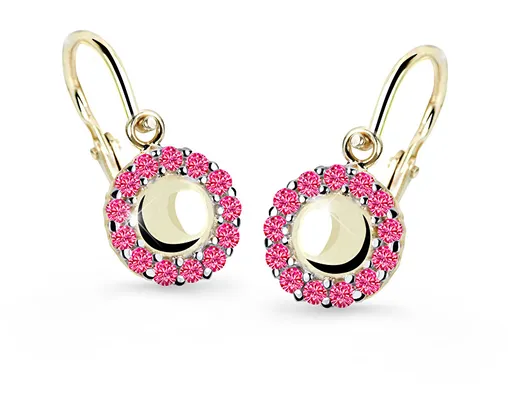 Cutie Jewellery Zlaté dětské náušnice C2750-10-X-1 fuchsiová
