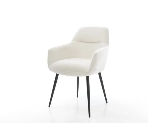 Jídelní židle Pejo-Flex bouclé měkký béžová 4-nohá zúžená černá