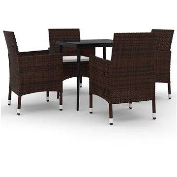 5dílný zahradní jídelní set s poduškami polyratan a sklo, 3099722 (3099722)