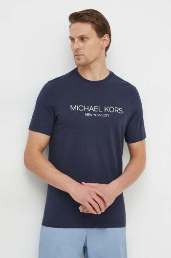 Bavlněné tričko Michael Kors tmavomodrá barva, s potiskem