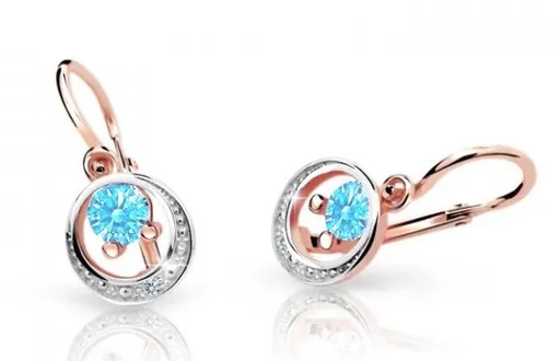Cutie Jewellery Dětské náušnice z růžového zlata C1997-10-X-4 světle modrá