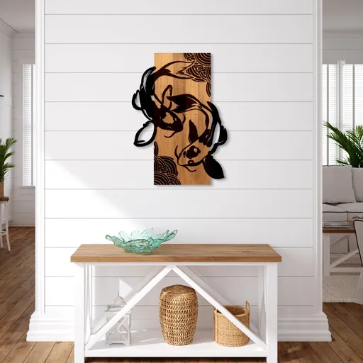 Dekorativní dřevěný doplněk na zeď Fish Yang