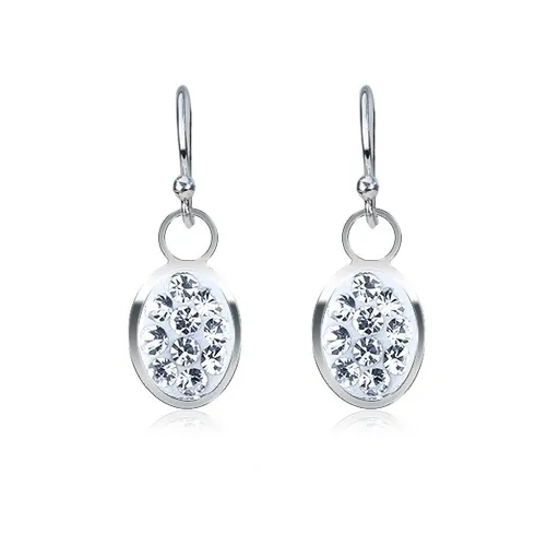 Náušnice ze stříbra 925 - ovály na háčcích, čiré zirkony, malé