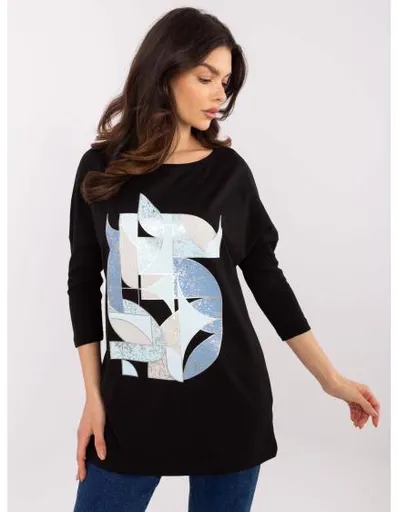 Černá bavlněná halenka s potiskem