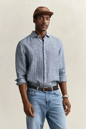 KOŠILE GANT REG LINEN STRIPE SHIRT PERSIAN BLUE
