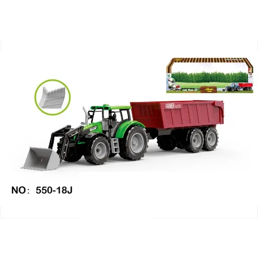 Traktor farmářský s přívěsem zelený