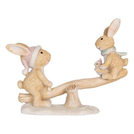 Vánoční dekorace králíčci na houpačce - 16*6*11 cm Clayre & Eef