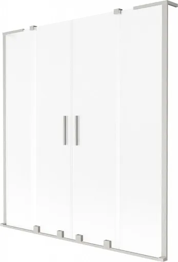 MEXEN/S Velar L Duo dvoukřídlá posuvná vanová zástěna 160 x 150, dekor, nikl kartáčovaný 896-160-003-32-97