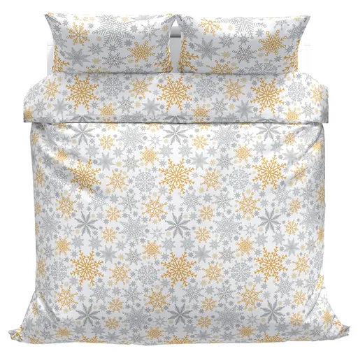 Povlečeme vše Bavlněné povlečení Vločky zlaté 140x200, 70x90 cm