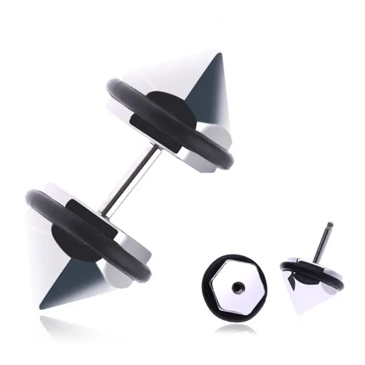 Fake piercing do ucha z oceli - lesklý seřezaný hrot