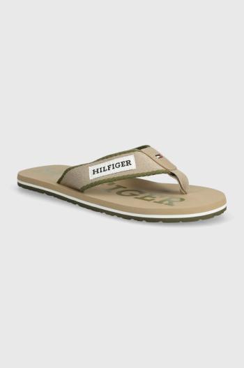 Žabky Tommy Hilfiger PATCH BEACH SANDAL pánské, béžová barva, FM0FM05024