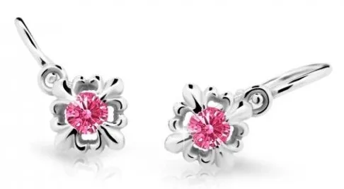 Cutie Jewellery Roztomilé dětské náušnice z bílého zlata C2212-10-X-2 fuchsiová