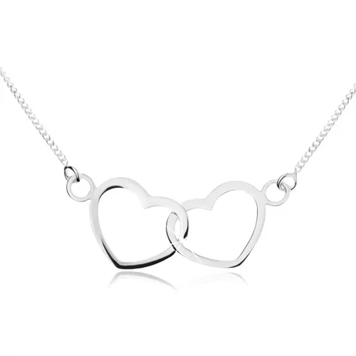 Stříbrný náhrdelník 925 - jemný řetízek, spojené kontury srdíček