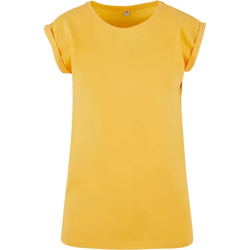 Build Your Brand Volné dámské tričko s ohrnutými rukávy - Dimyellow | 3XL