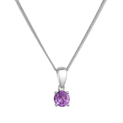 Evolution Group - Pavona Stříbrný dámský náhrdelník s pravým ametystem 12078.3