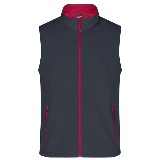 James & Nicholson (Daiber) Pánská softshellová vesta JN1128 - Ocelově šedá / červená | L