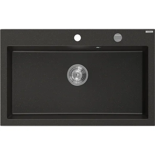MEXEN Elix granitový dřez 1-miska 800 x 500 mm, černá/zlatá metalik, sifon chrom 6527801005-75