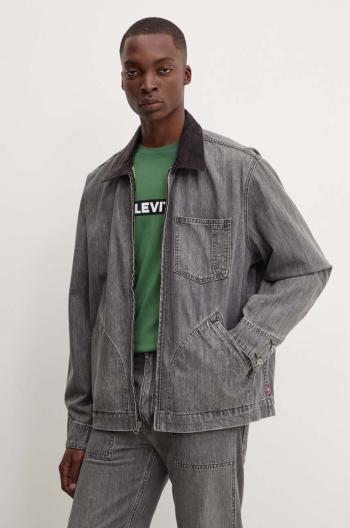 Džínová bunda Levi's pánská, šedá barva, přechodná, oversize, A8635