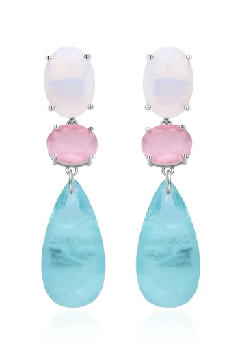 Agato Dlouhé stříbrné náušnice s barevným sklem AGT-E120PC