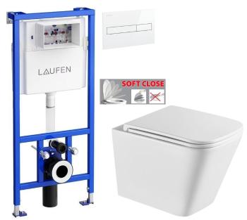 LAUFEN Rámový podomítkový modul CW1 SET s bílým tlačítkem + WC INVENA FLORINA WITH SOFT, včetně soft/close sedátka H8946600000001BI FL1