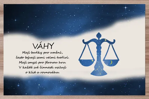 Prostírání Váhy (23.9. - 22.10.) - modré
