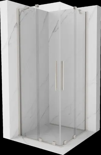 MEXEN/S Velar Duo sprchový kout, posuvné dveře 90 x 90, transparent, nikl kartáčovaný 871-090-090-02-97