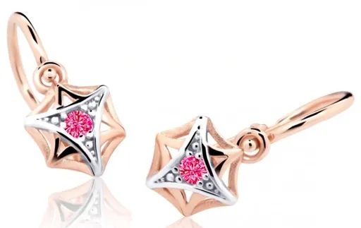Cutie Jewellery Dětské náušnice z růžového zlata C2209-10-X-4 fuchsiová