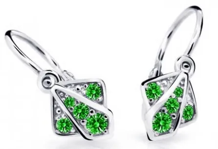 Cutie Jewellery Dětské náušnice z bílého zlata C2241-10-X-2 zelená