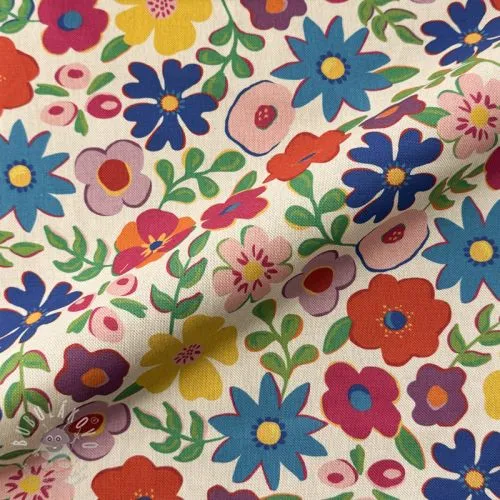 Dekorační látka Linenlook Flower Fiesta Field digital print