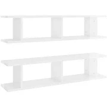 Shumee Nástěnné 2 ks bílé vysoký lesk 90×18×20 cm dřevotříska, 807202 (807202)