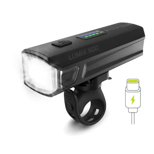 One LUMIX 500 Přední světlo na kolo, černá, velikost